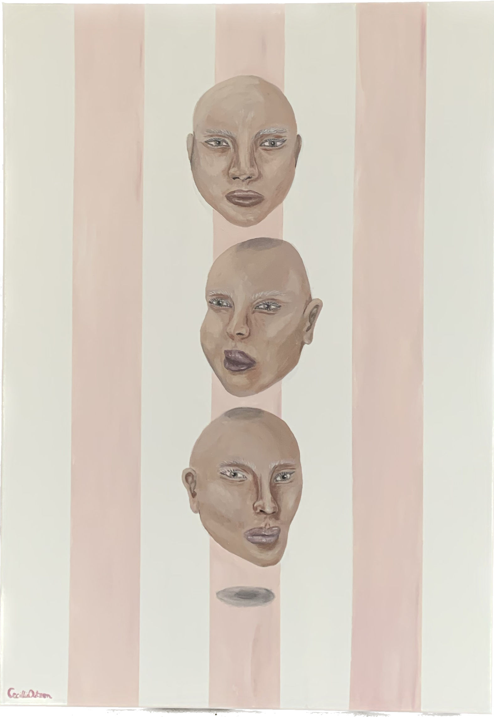 Faces on repeat er malet med akrylmaling på kvalitetslærred