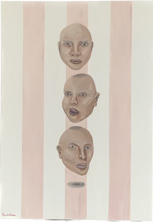 Faces on repeat er malet med akrylmaling på kvalitetslærred