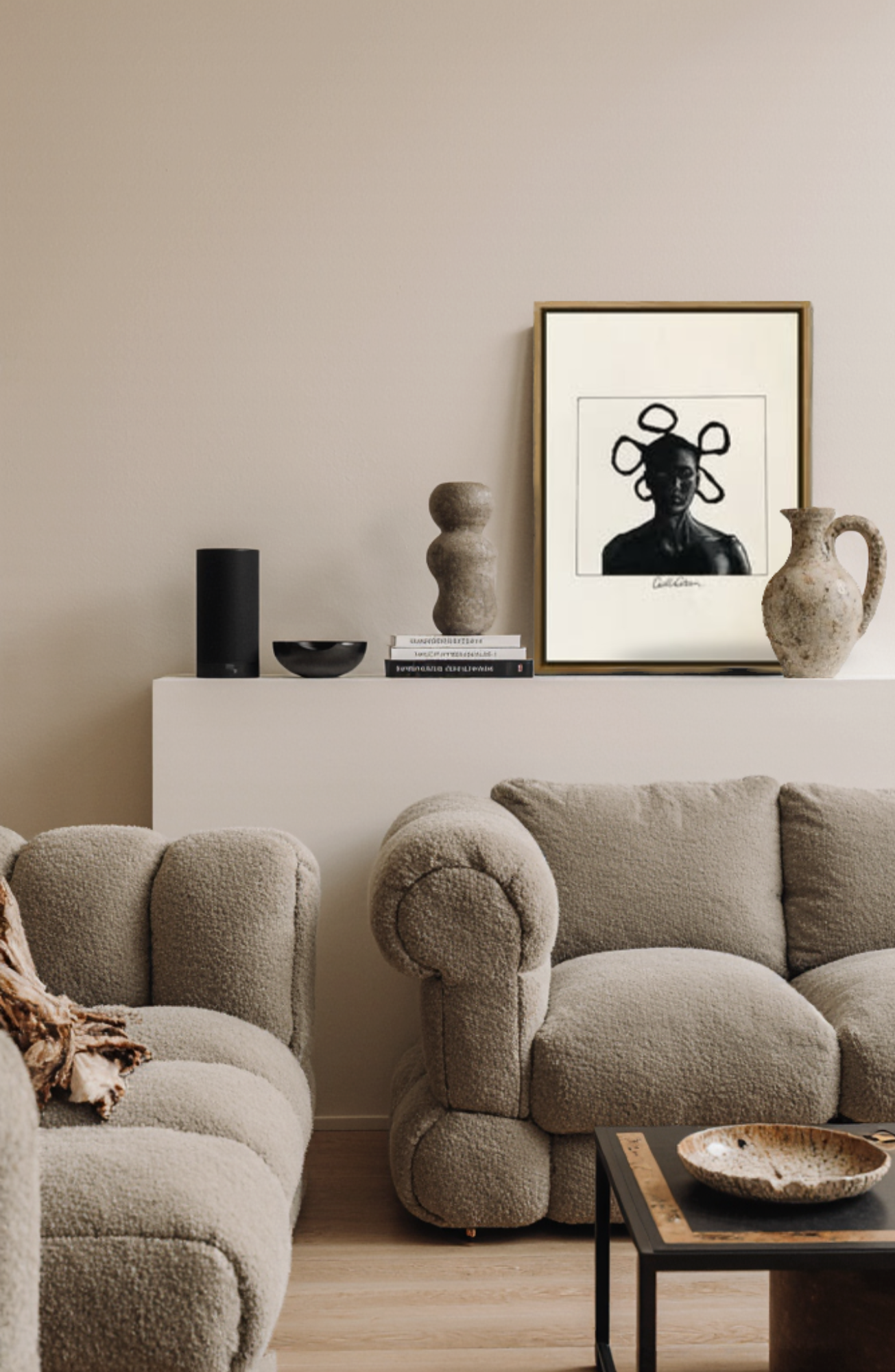 Shade I er malet med akryl på kvalitetspapir. Sort/hvid farver.