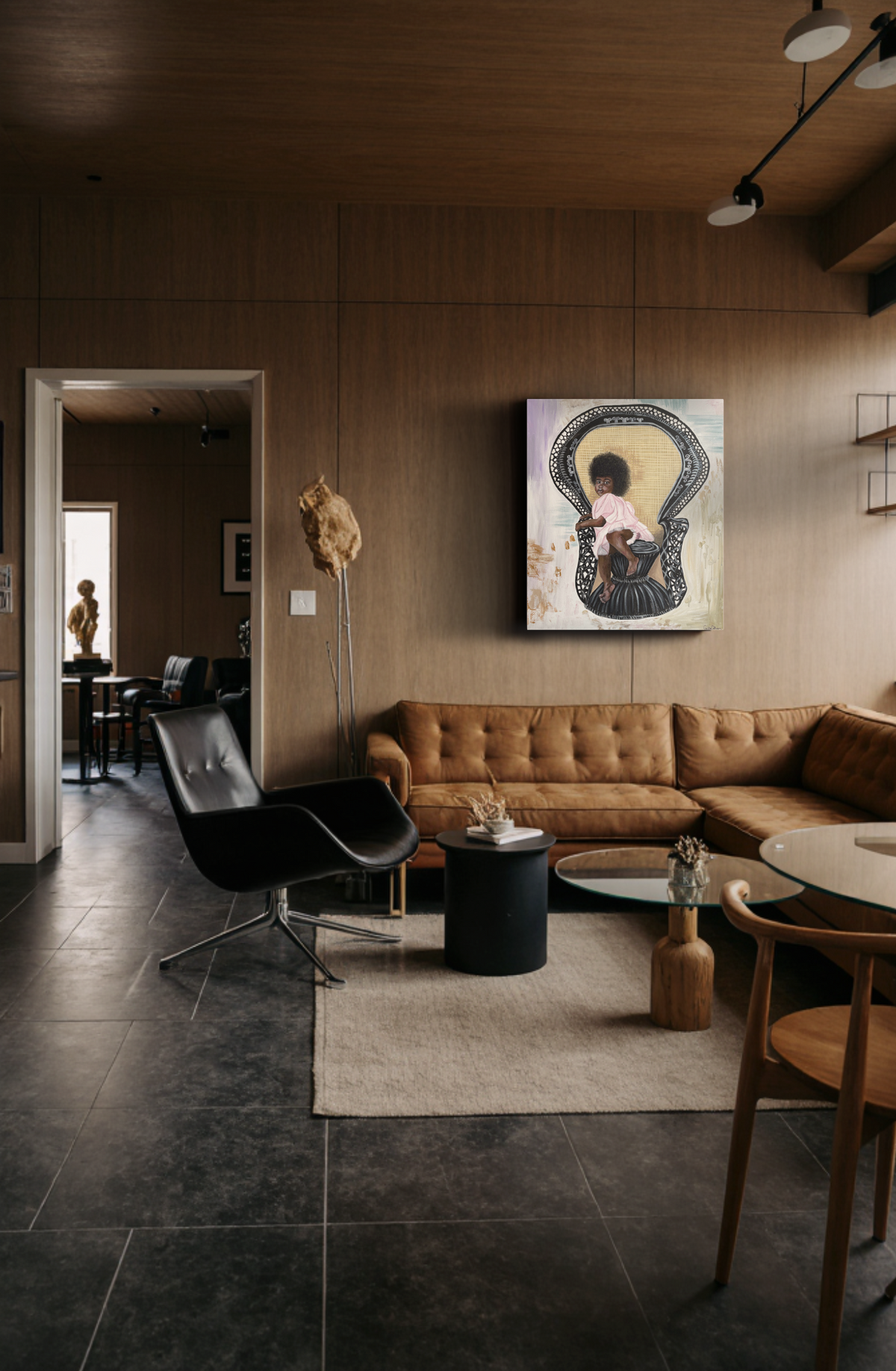 Storyteller er malet med akrylmaling i lyse farver