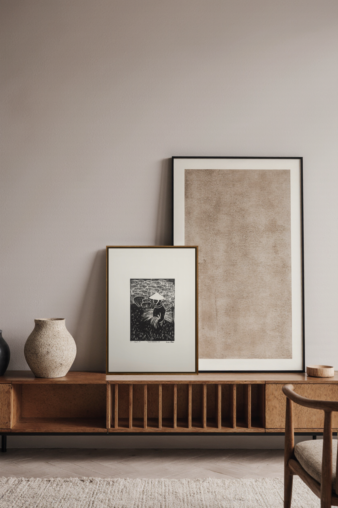 Trykt kunst / plakat i setting / interior design / interiør